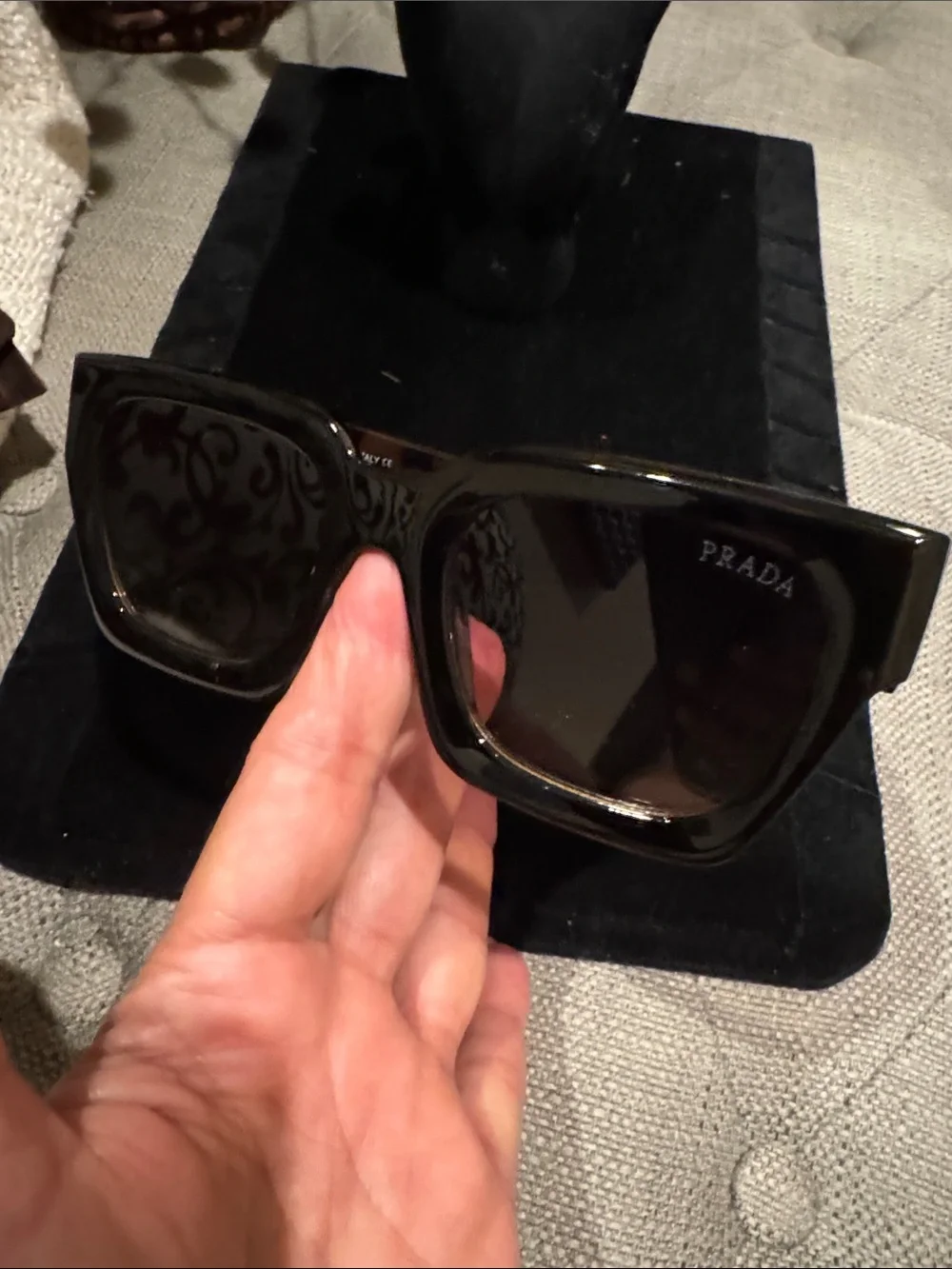 Prada Black Frame and Tortoise Arms Women's Sunglasses